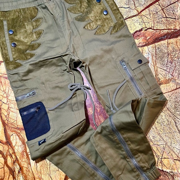 The Hideout Clothing Company unisex cargo jogger pants army green Size M & L - Picture 2 of 9